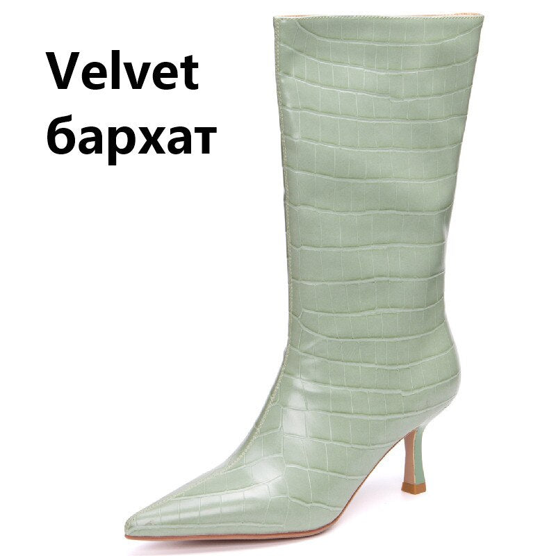 Pointed Toe Thin High Heels Women Mid-Calf Boots Autumn Winter Fashion Party Casual Shoes Autumn Winter Brand New