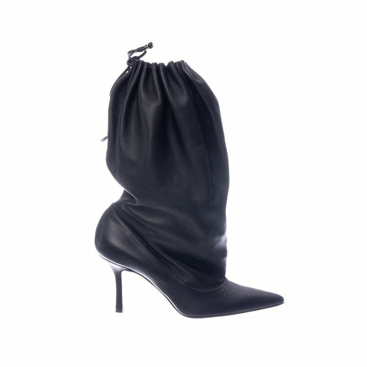 processing time:15 days after placing orders --women's autumn and winter new fashion elastic high-heeled boots to keep warm short fluffy thick-soled pointed boots