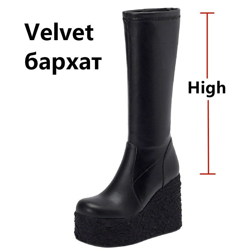Newest Women Ankle Boots Autumn Winter Fashion Punk Style High Platforms Wedges Heels Shoes Party Night Club