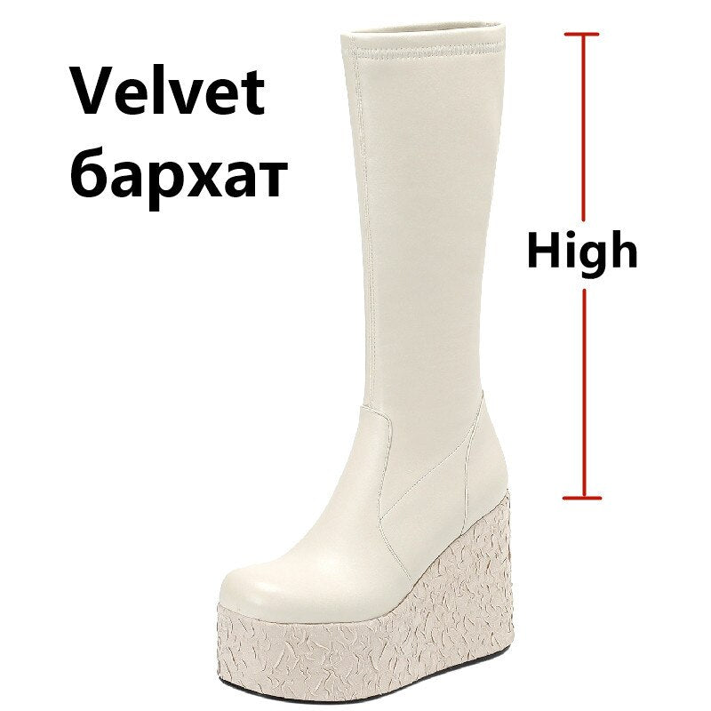 Newest Women Ankle Boots Autumn Winter Fashion Punk Style High Platforms Wedges Heels Shoes Party Night Club