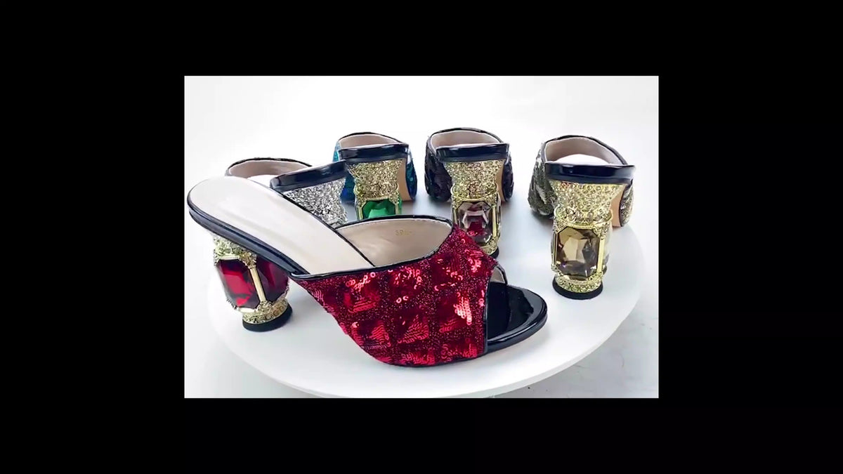 Summer buckle gold handbag with high-end diamond shoes, fish mouth shoes, water diamond bag, dinner bag
