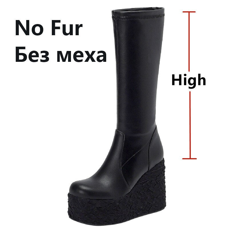 Newest Women Ankle Boots Autumn Winter Fashion Punk Style High Platforms Wedges Heels Shoes Party Night Club